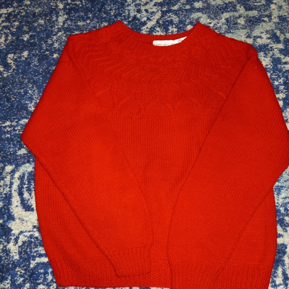 Robert Scott Ltd 100% Shetland Wool Red Sweater Sz M